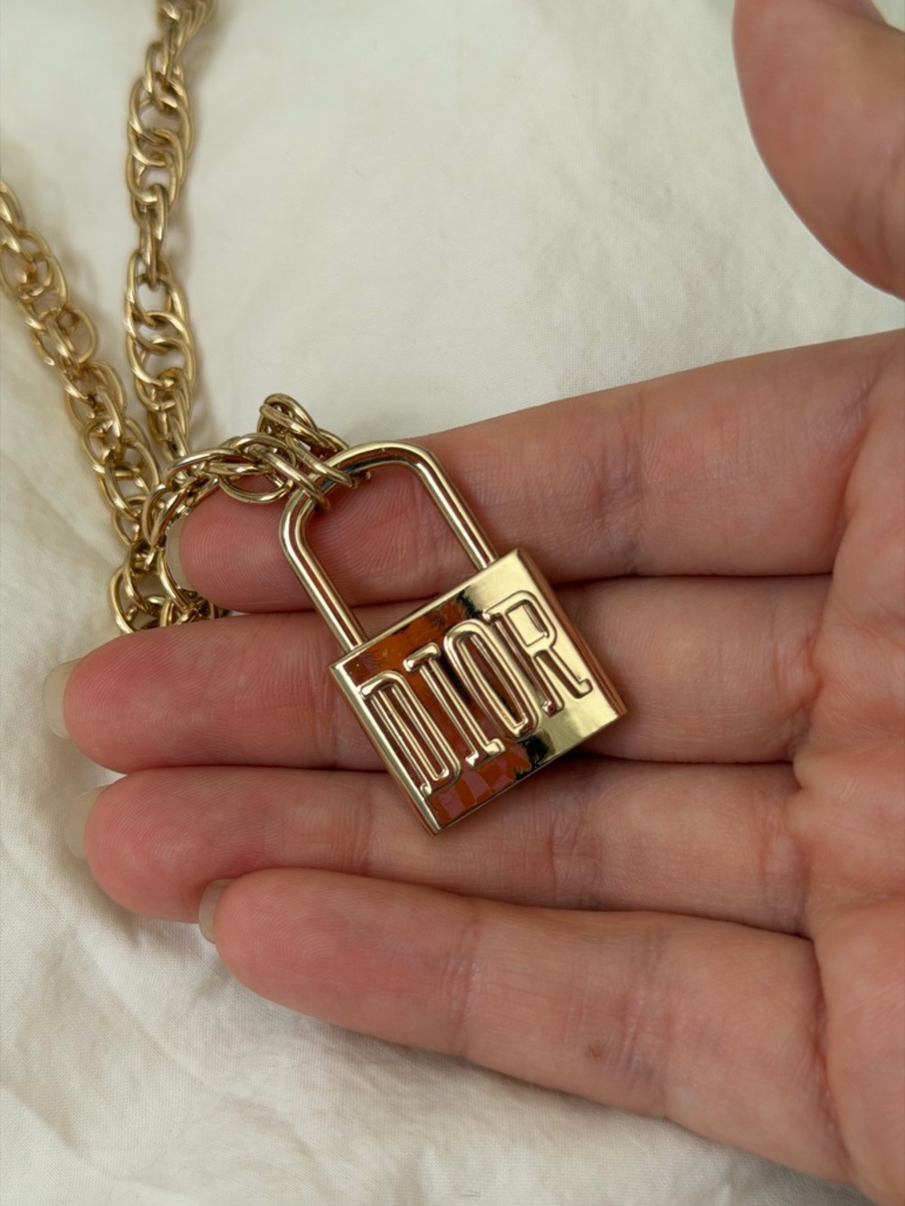 Dior Gold-tone Padlock Logo Necklace - Picture 3 of 15